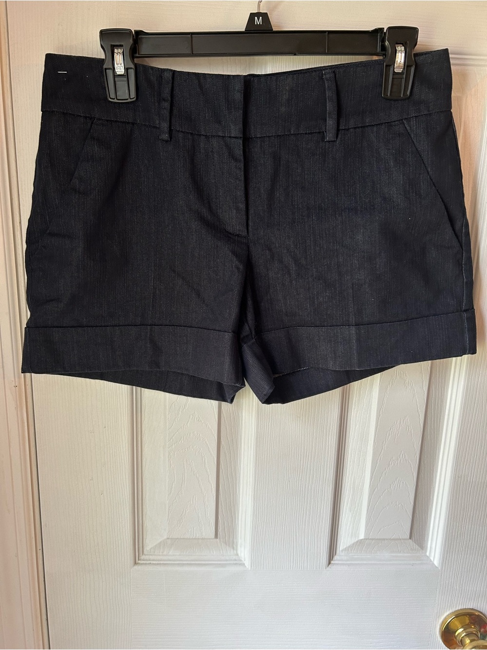 Tailored Dark Navy Cuffed Jean Shorts - Women's